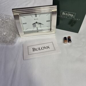Bulova NHL Desk Clock Chrome Rectangular Mantel Clock New In Box